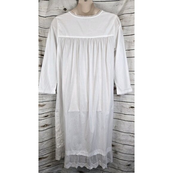 Eileen West Cotton Lawn Nightgown 3X Long Sleeve Embroidery Ruffle Cottagecore - Picture 6 of 8